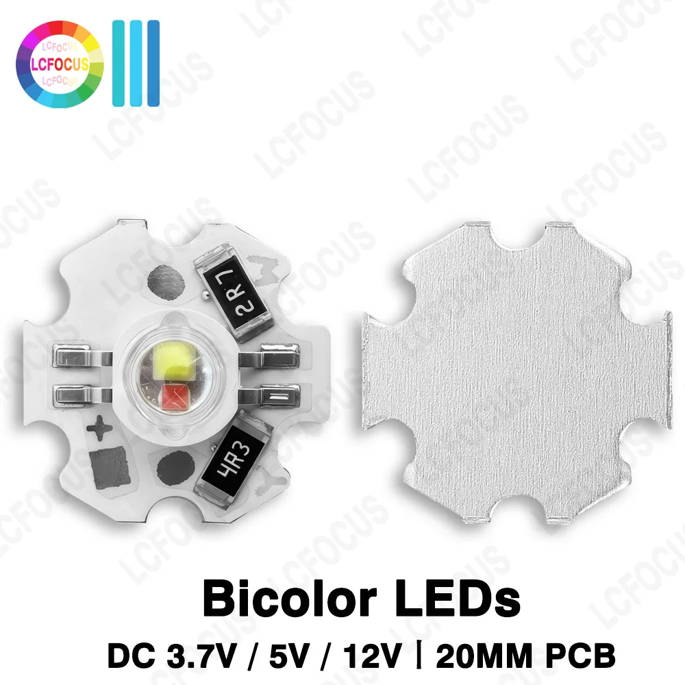 

10pcs DC 3.7V 5V 12V Bicolor Double Color Red Green Blue Yellow White Purple LED Chip For Car Flashlight 2x1W 2x3W Light Beads