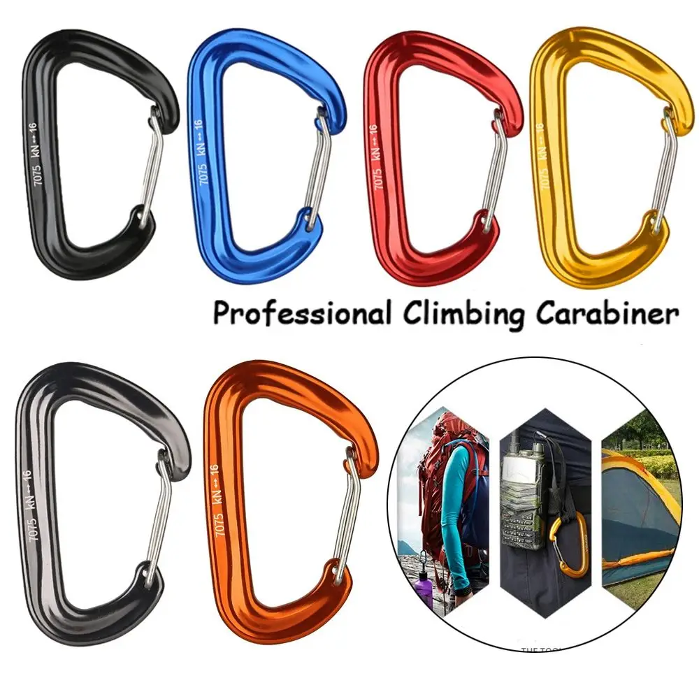 16KN Professional Climbing Carabiner D Shape Mountaineering Buckle Hook Safety Lock Outdoor Climbing Equipment Accessory