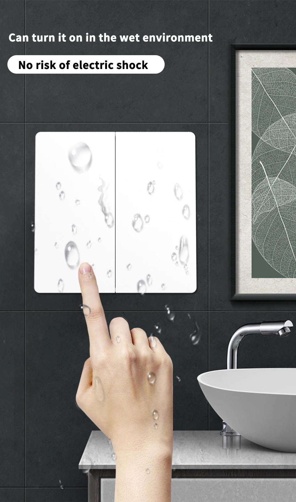 Switch Wireless Remote Controller Waterproof Self-powered Wall Panel Push Button Home Improvement Retrofit Light Switches
