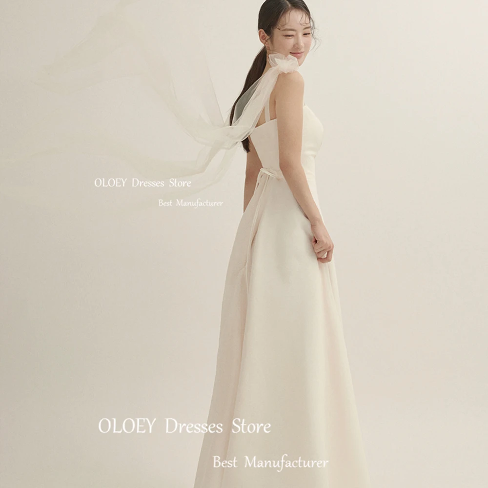 OLOEY Simple Ivory Wedding Dresses Korea Photoshoot Bridal Gowns White Formal Party Dresses Floor Length Corset Back Custom Made