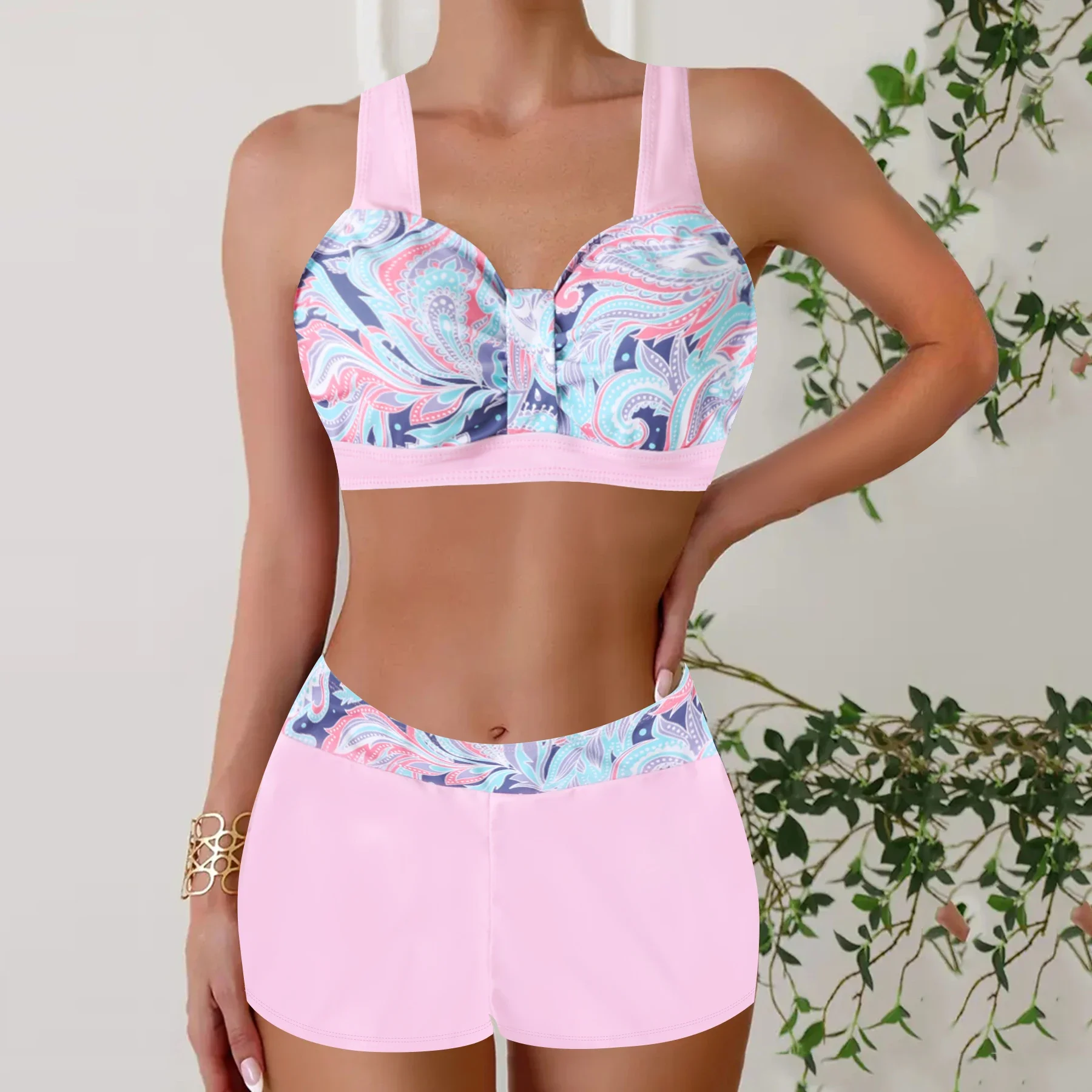 Tropical Print Fashion Two Piece Set Tankini, Summer Sexy Bikini  Swimsuits, Women's Swimwear & Clothing Beachwear