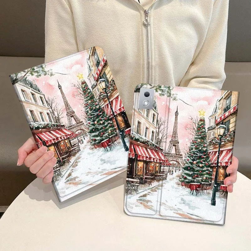 

Paris Christmas Street Snow For Oppo Pad X SE 4 3 11 13.2 11.61 11.4 10.36 Pro 2 Air2 2025 Foldable Tablet Case Gift