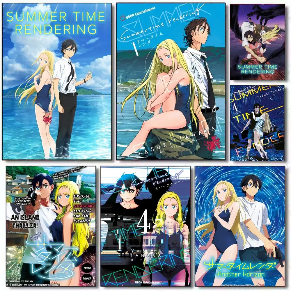 Anime Summer Time Rendering Poster Waterproof HD Wall Sticker Self-Adhesive Art Poster Fade Resistant Home Room Decor