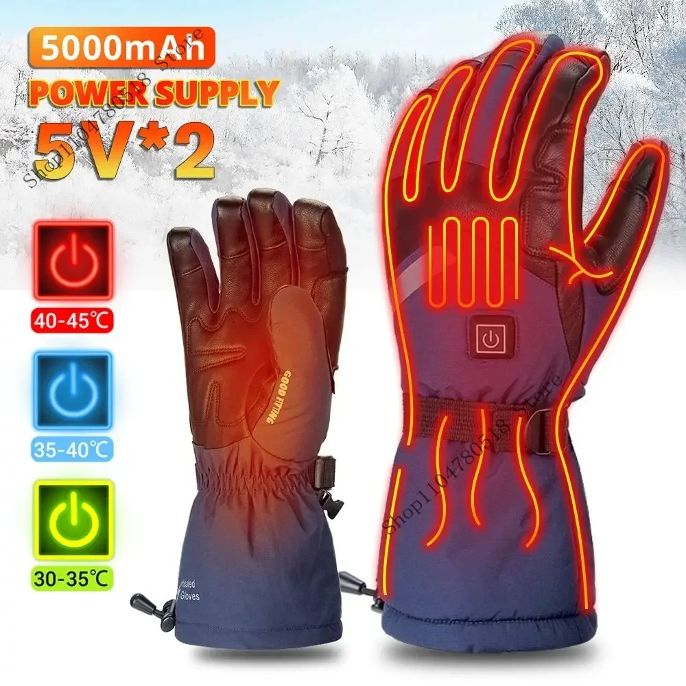 Gants chauffants électriques gants thermiques hiver chaud ski snowboard chasse pêche imperméable chauffé gants rechargeables