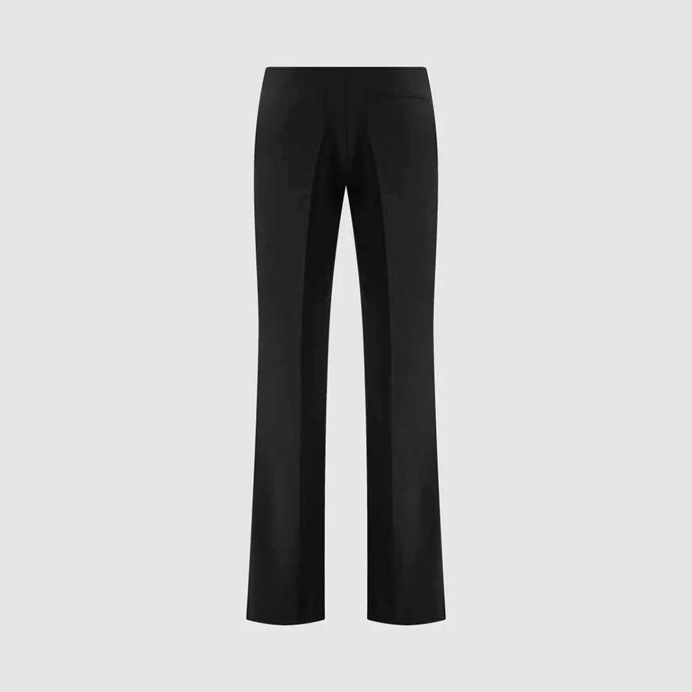 Elegant Ladies Wool Blend Bootcut Pants High Waist Front Pintuck Seam Slim Flare Trousers Business Commuter Formal Pants