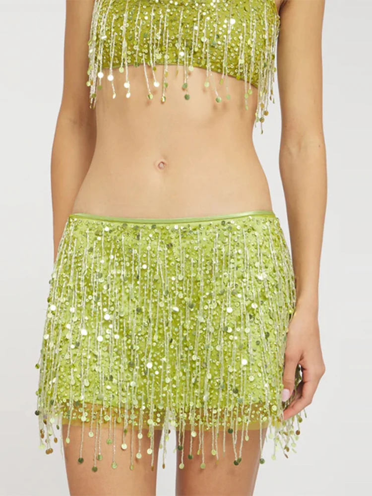 Tassel Sequin Halter Top Short Skirt Set Fringed Sexy Sparkly Beaded Suspender High Waist Wrap Hip Skirts Suit Socialite Gown - AliExpress 200000345 Tassel Sequin Halter Top Short Skirt Set Fringed Sexy Sparkly Beaded Suspender High Waist Wrap Hip Skirts Suit Socialite Gown - AliExpress 200000345
