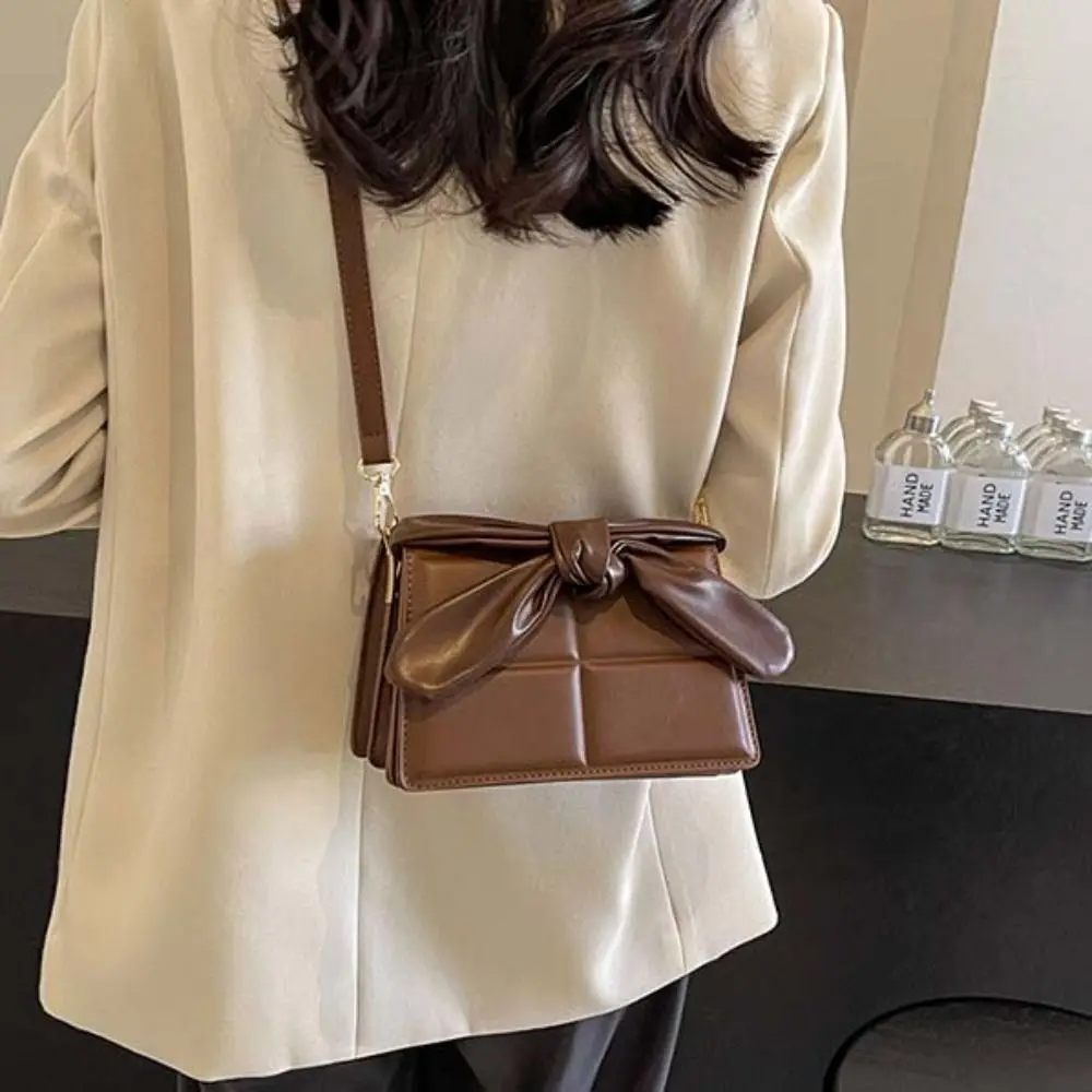 

PU Bow Handle Chocolate Shape Square Bag Shoulder Bag Purse Simple Crossbody Bag Solid Color Korean Style PU Handbag Streetwear