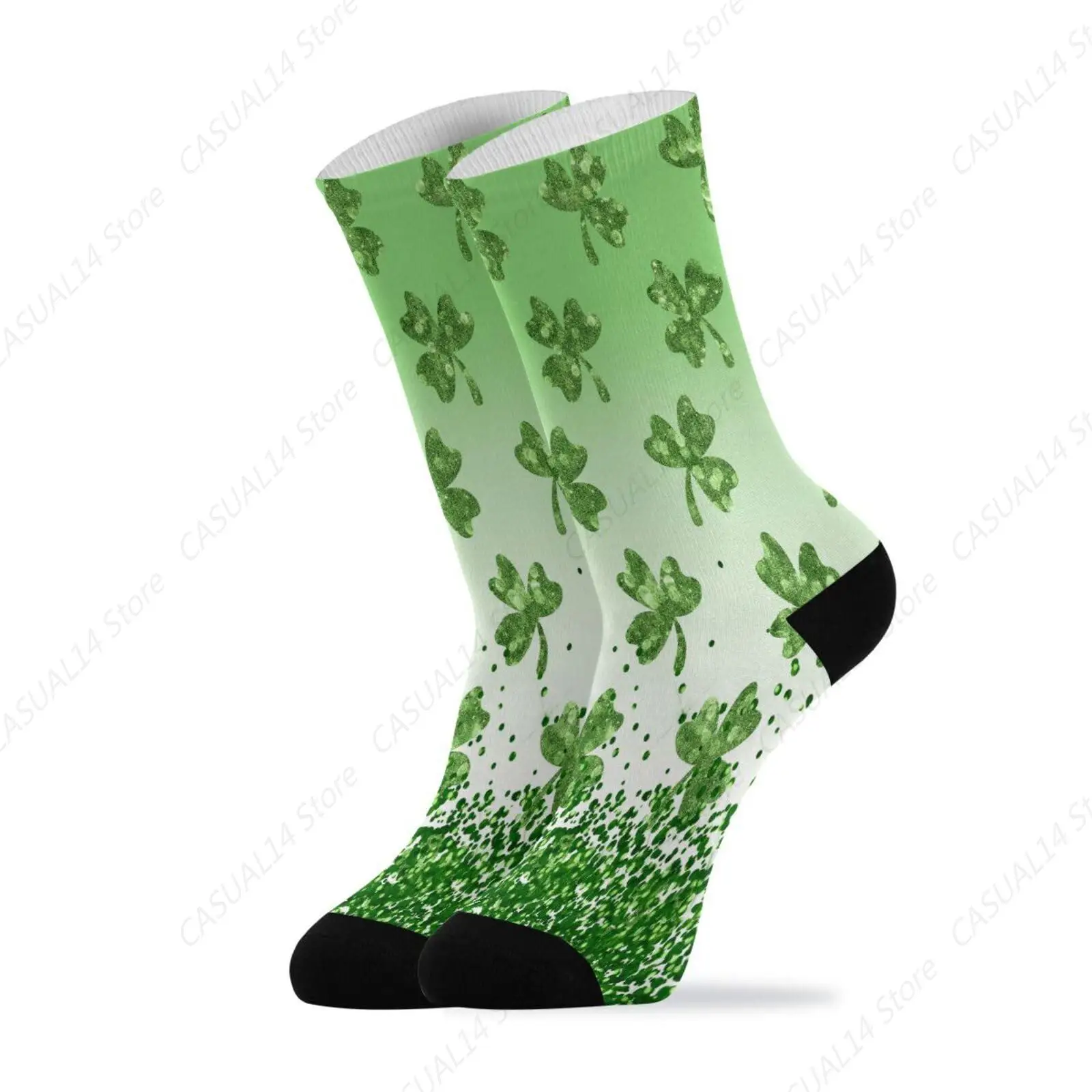 Athletic Crew Socks Lucky Clover Happy Patrick's Day Sport Running Training Compression Sock