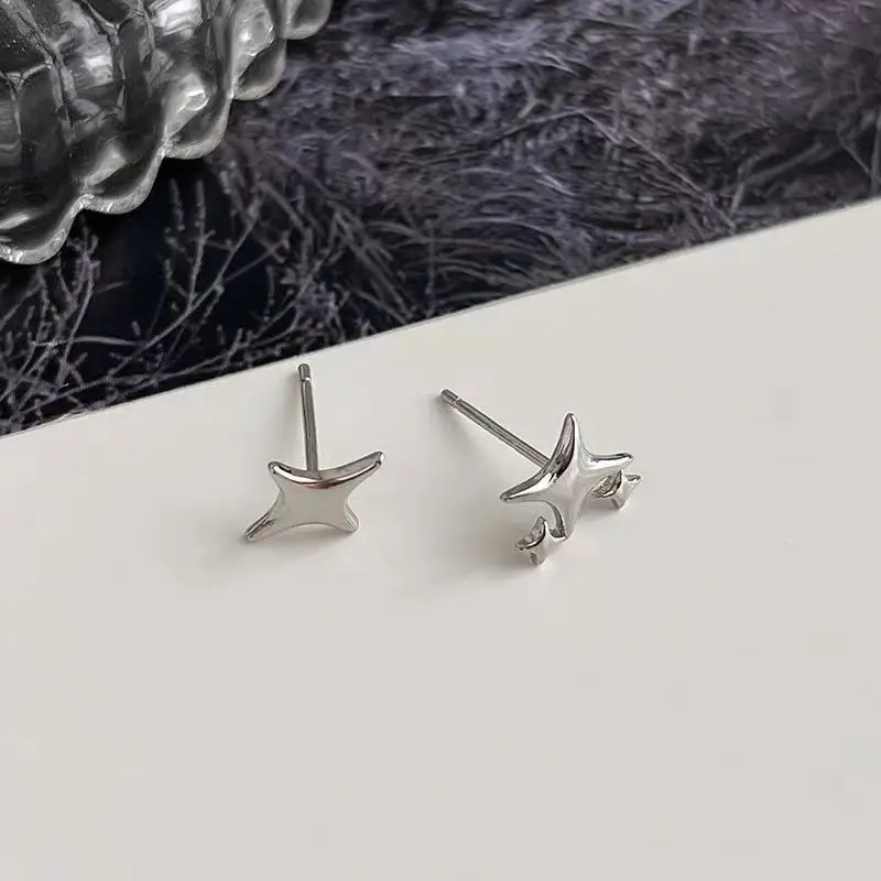 s925 simple and Versatile star Earrings for Women 2024 New Niche Design Fashionable Daily Casual style Earrings image 2
