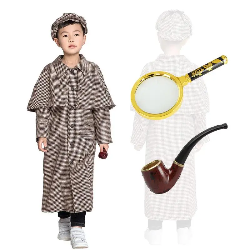 ชุดคอสเพลย์เออร์โล โฮล์มส์ สำหรับผู้ชาย ชุดนักสืบเออร์โล บริติ ลายสก็อต ชุดแสดงบนเวที ชุดทักซิโด้แบบจั๊มสูท