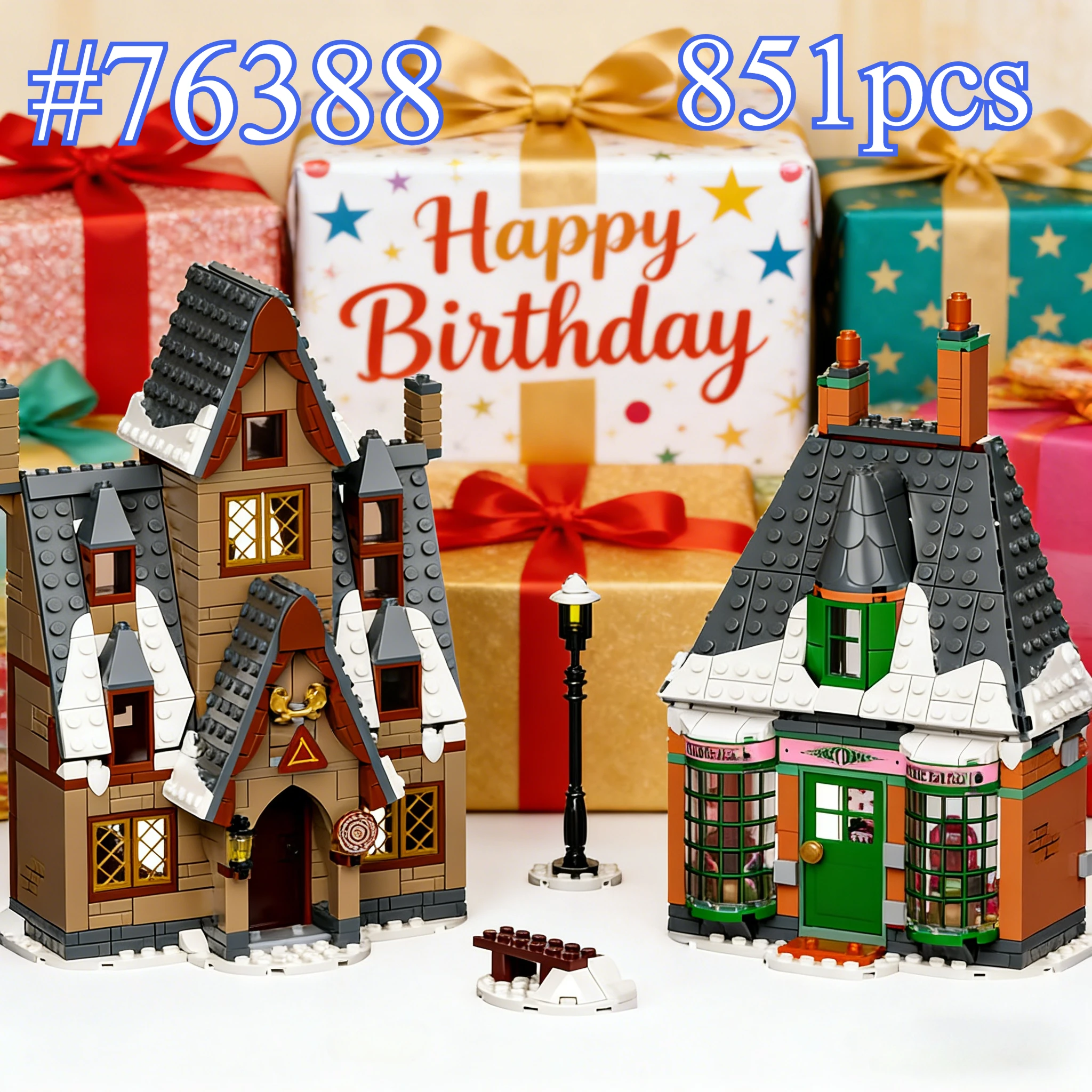 마법 마을 모델 76388 블록 세트 크리스마스 선물용 레고 호환 파티클, 851개