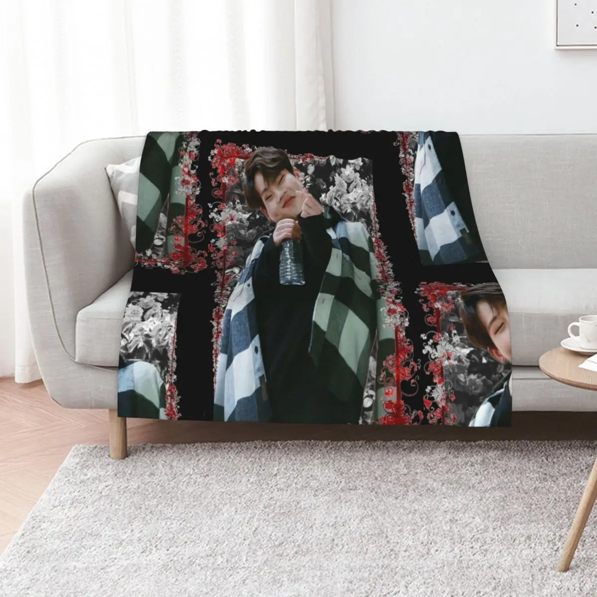 

Lee Jooheon MONSTA X Jooheon Korean Kpop Floral Design Throw Blanket sofa bed Comforter Sofas Hair Blankets