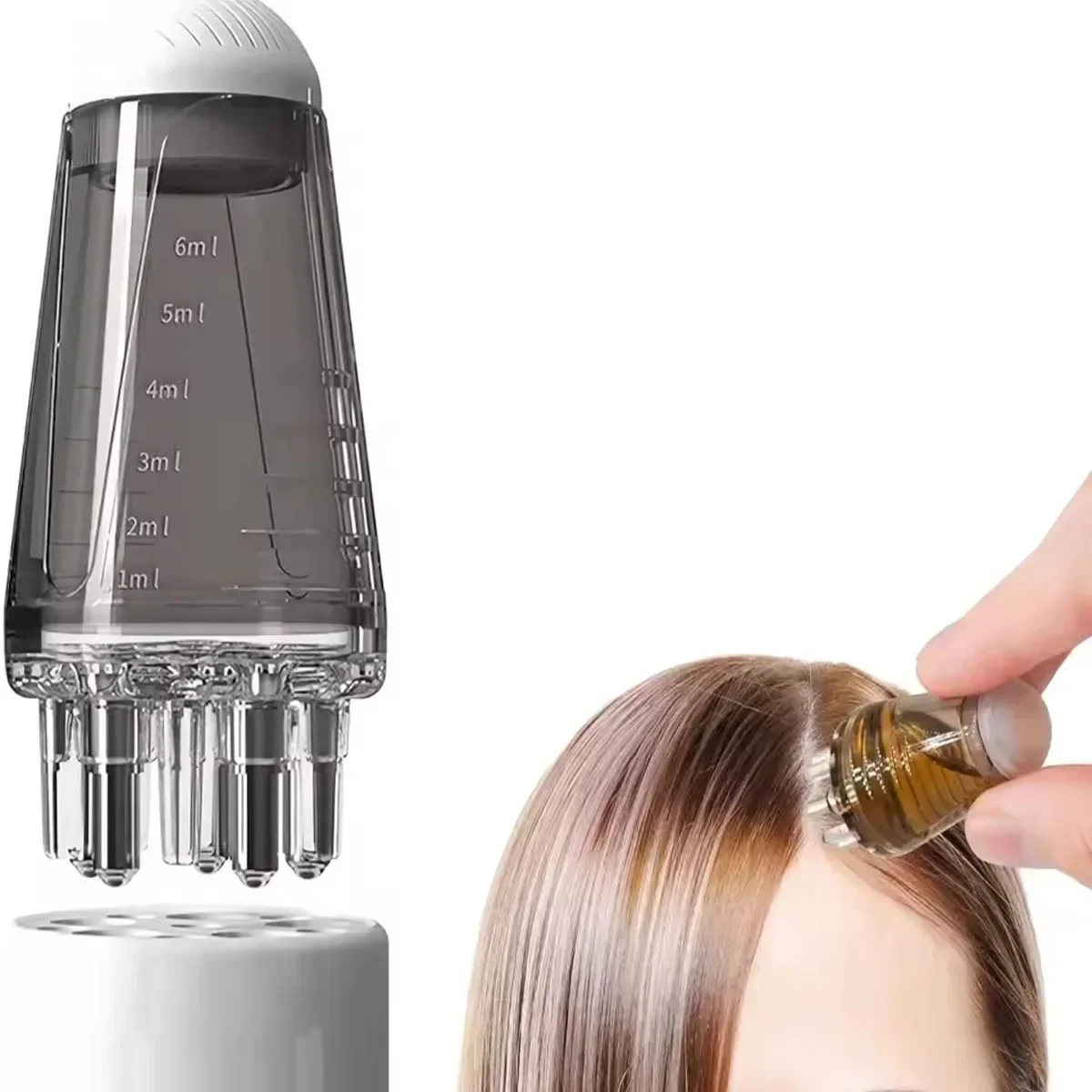 قطعة واحدة من مشط دوار لتنشيط فروة الرأس - كرة تدليك مملوءة بالزيوت العطرية لتعزيز نمو الشعر وتغذية علاج فروة الرأس