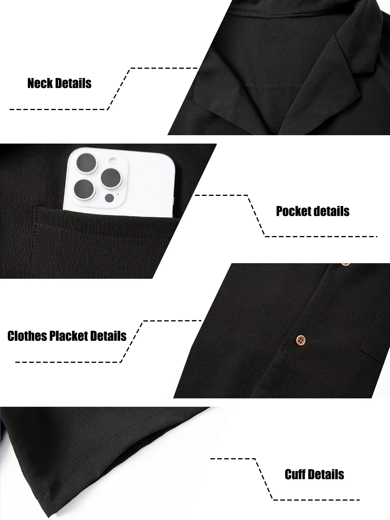 Men 2 Piece Crinkle Textured Vacation Matching Set Cuban Notch Collar Chest Pocket Short Sleeve Button Shirt Elastic Drawstring view 3