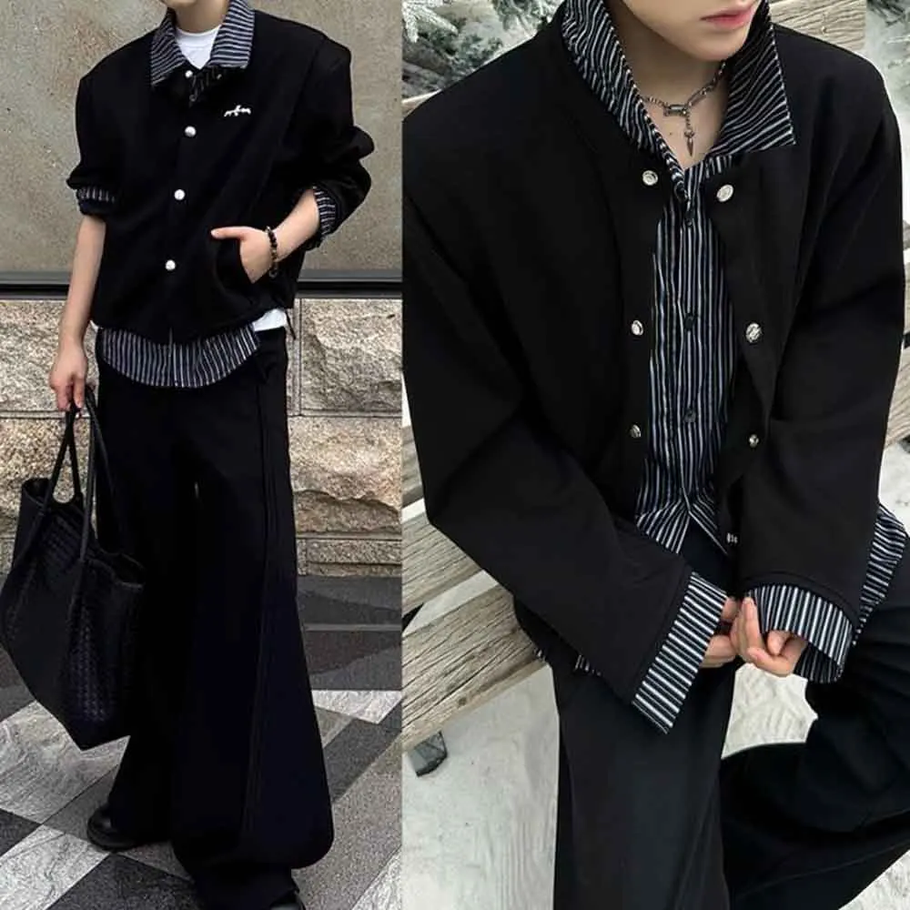 

Зимняя новая мужская куртка с длинными рукавами из искусственной кожи 2024, американская ретро-мода, модный свободный повседневный нишевый мужской топ High Street