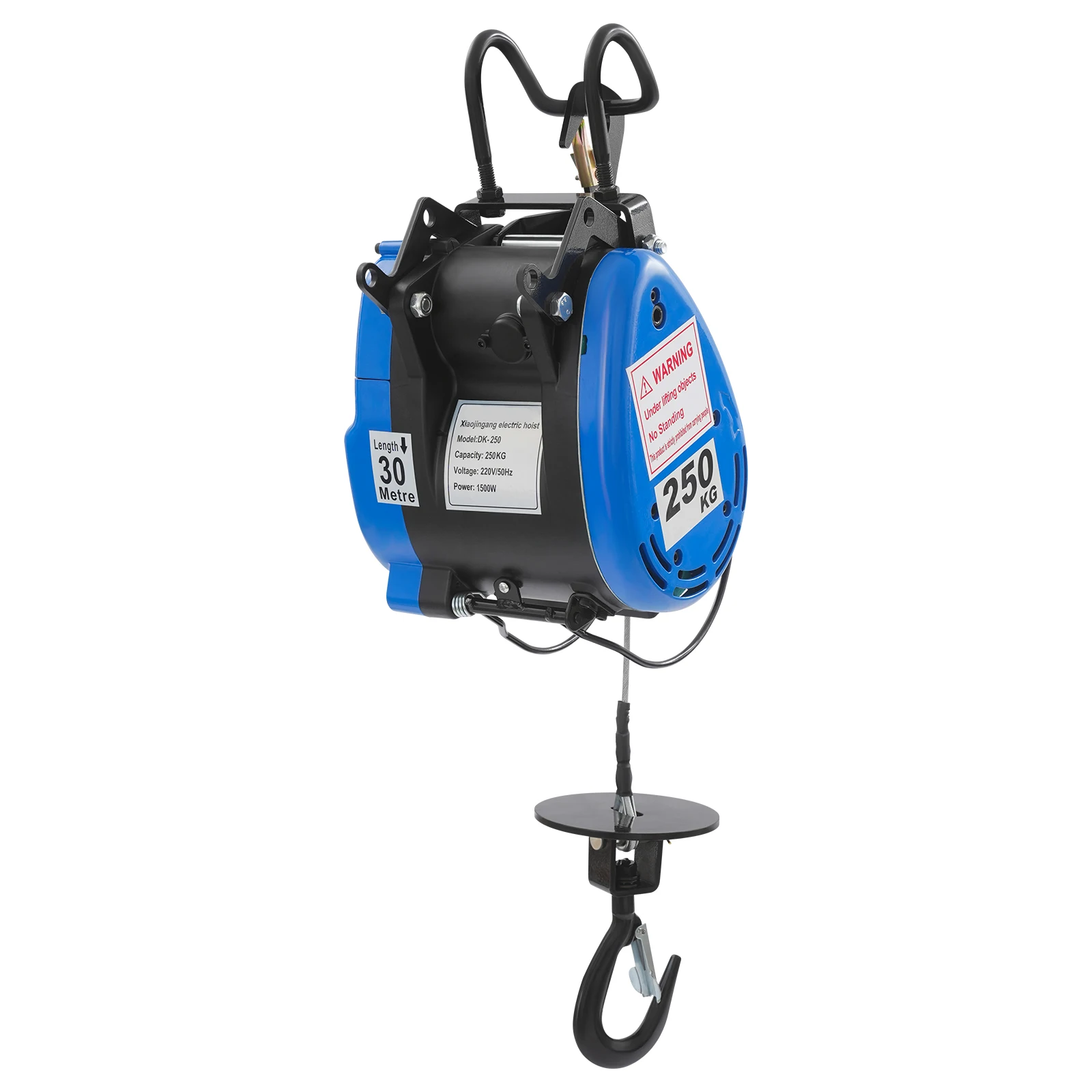 NIEUWSTE Elektrische lier 230 V, 1500W elektrische kabel met draadloze afstandsbediening, staalkabel lengte 30m, draagvermogen 250kg - afbeelding 2