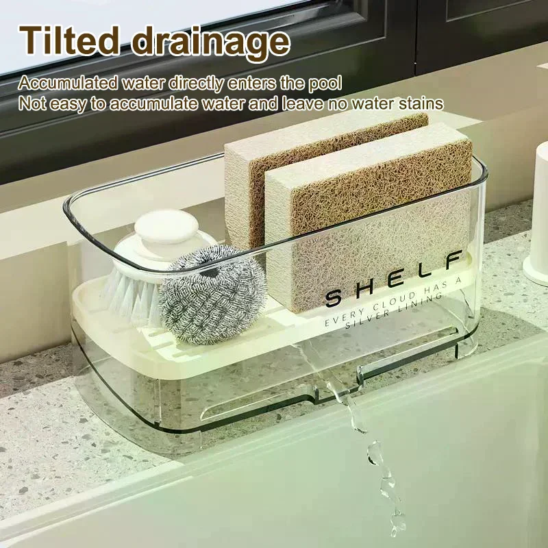 New Rag Rack Kitchen Sink Rack Household Wall-mounted Multi-function Sponge Pool Faucet Storage Artifact With Drain Design 1PC
