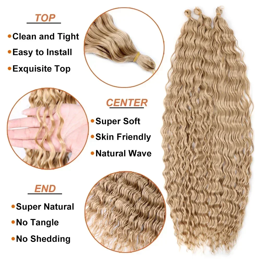 Ariel Curl Hair Water Wave Crochet Braid Hair Ocean Wave Braiding Hair Extension Ombre Blonde Pink Synthetic Braids dla kobiet