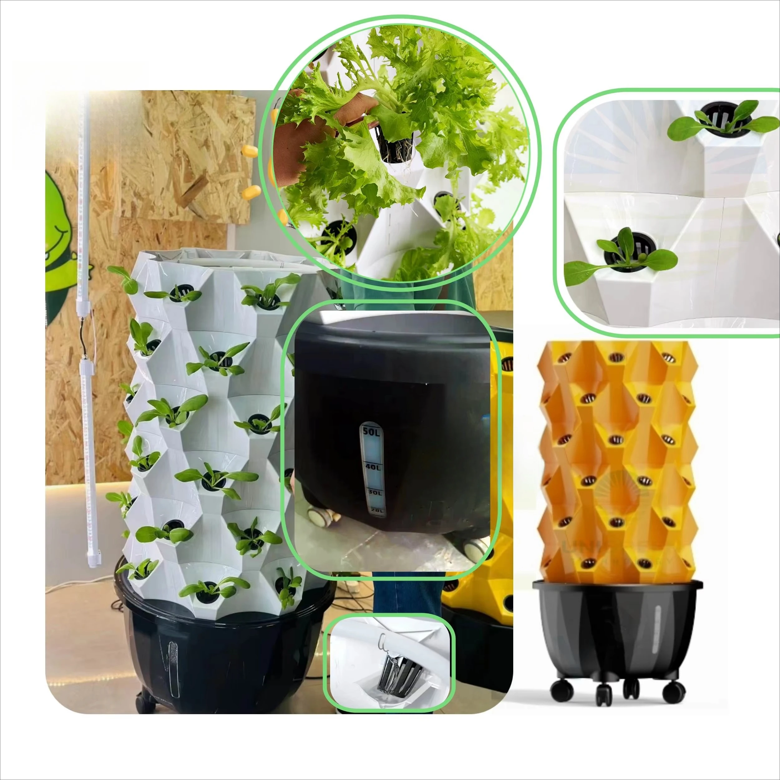 Vertical Pineapple Tower 14 Layer 112 Hole Aeroponics Equipment Indoor Home Hydroponic System Tower Garden Vertical Growing Farm