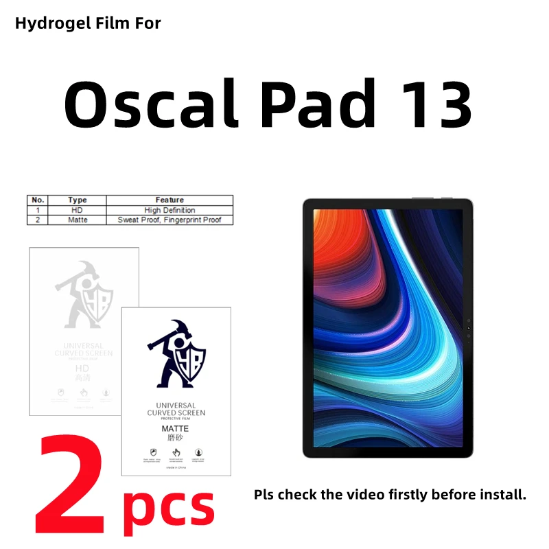 

2pcs HD Hydrogel Film For Oscal Pad 13 Matte Screen Protector For Oscal Pad 13 Clear/Frosted Protective Film