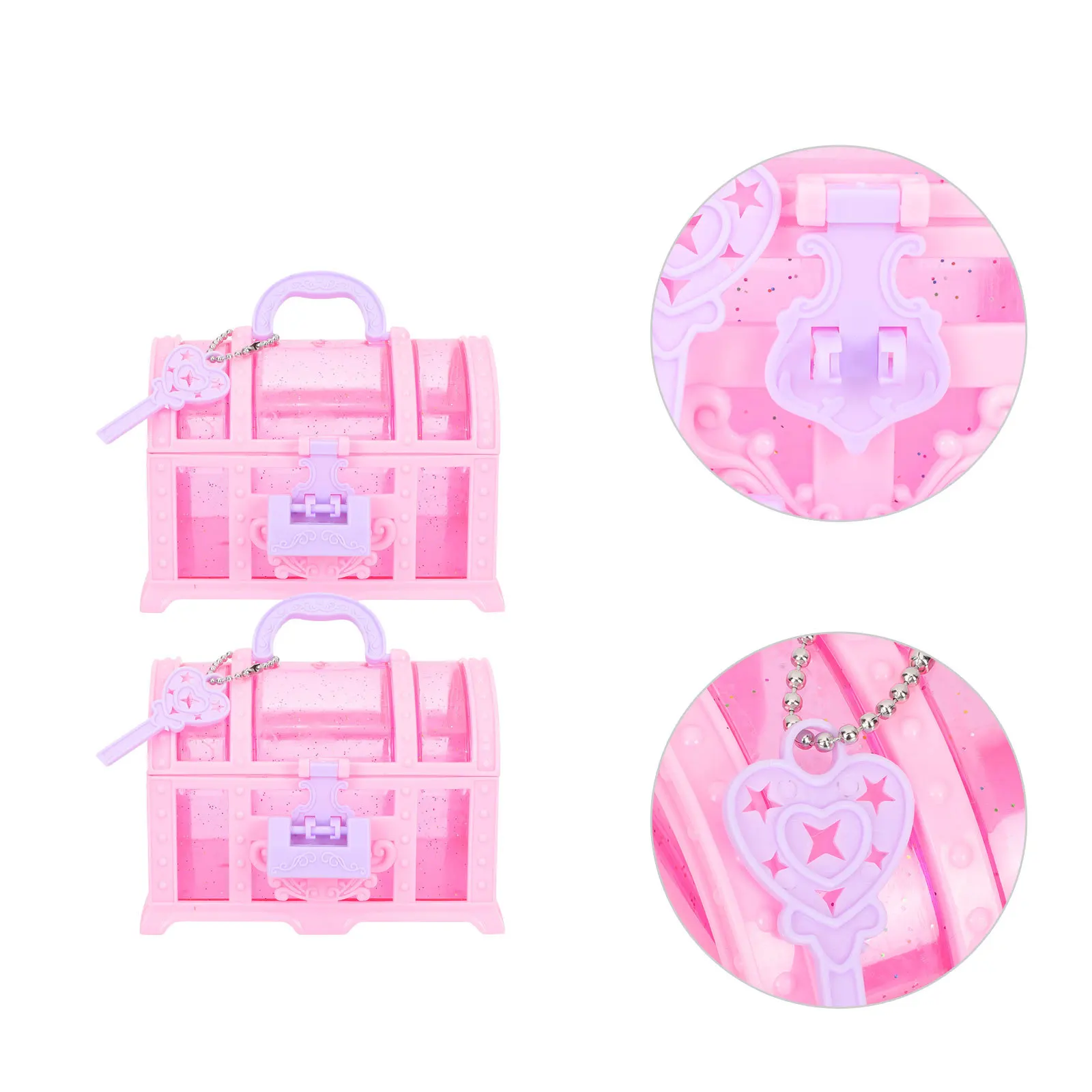 

2 шт., детский пластиковый органайзер для ювелирных изделий, контейнер для хранения для девочек, коробка с сокровищами, косметичка для маленьких девочек, декоративная детская коробка