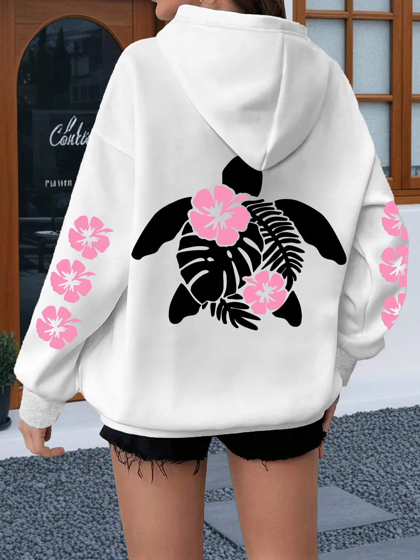 Women's new winter and spring animal print hooded sweater - trendy and fashionable, suitable for casual and sports wear.