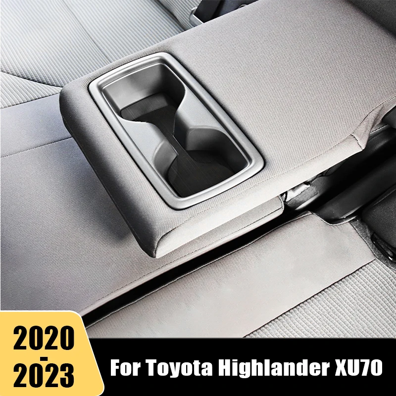 

Stainless Car Rear Row Water Cup Holder Mat Pad Styling Accessories For Toyota Highlander XU70 Kluger 2020 2021 2022 2023