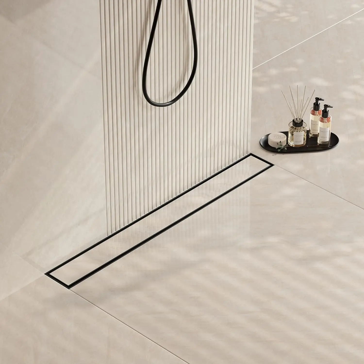 Tile Insert Invisible 24 Inch Black Stainless Steel Shower Drain with Certificate Supports Dropshipping