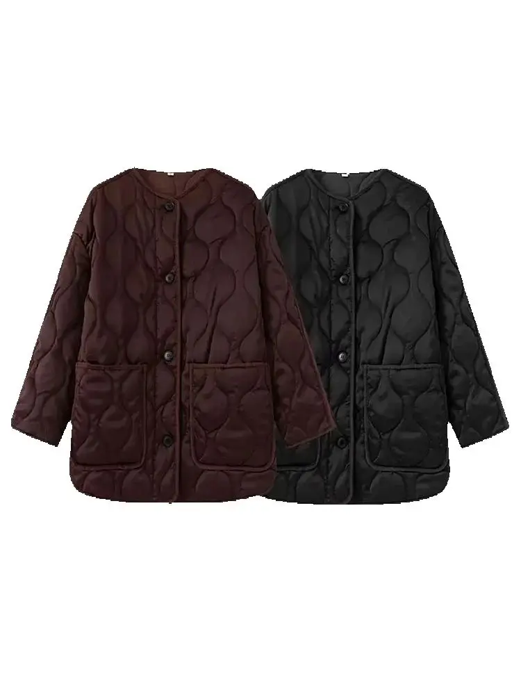 

Повседневные винтажные однотонные женские куртки с круглым вырезом и карманами, толстые пальто, новая мода, осенне-зимняя офисная одежда, пальто ﻿ ﻿