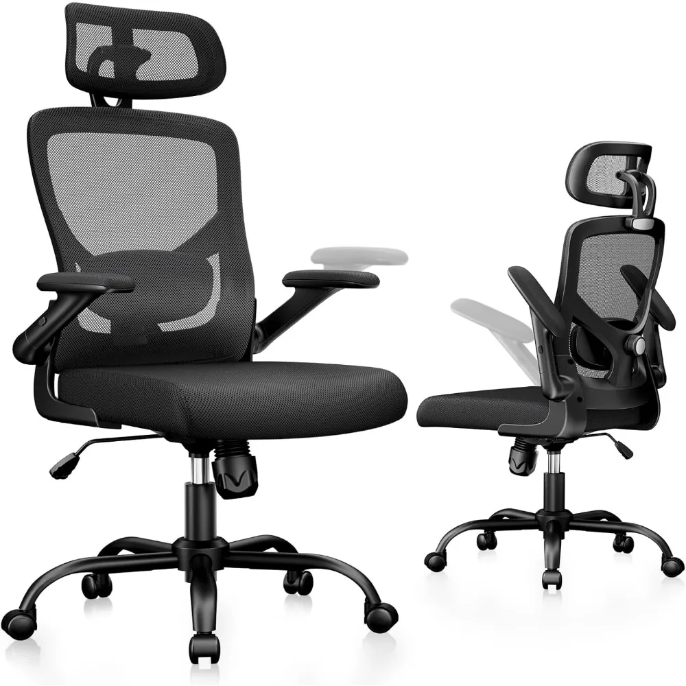 

Ergonomic Mesh Office Chair High Back Desk Chair Adjustable Lumbar Support with Headrest Flip-Up Liftable Arms Swivel Computer