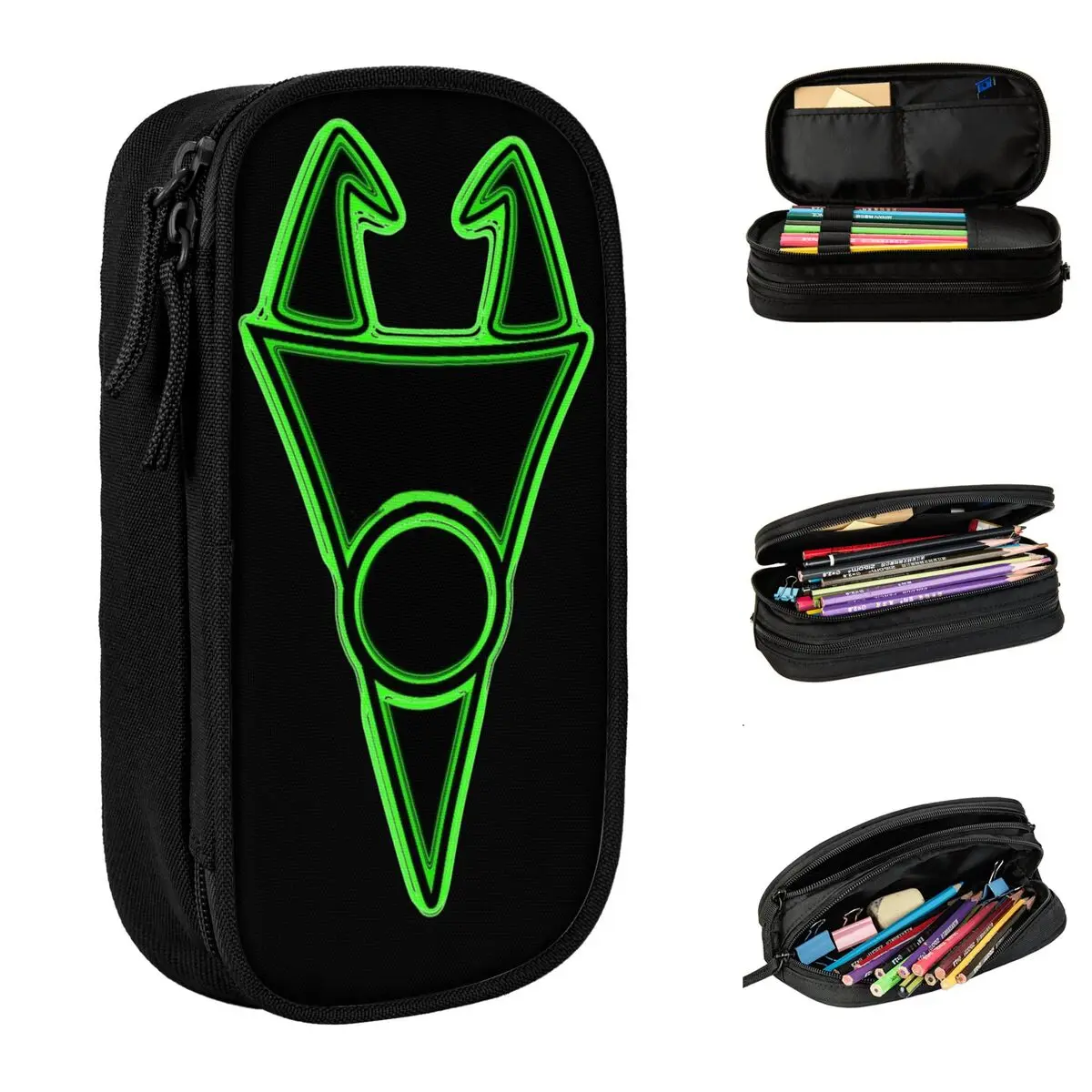 Irken Invader Symbol Pencil Case Invader Zim Pen Holder Bags Kids Large Storage Office Zipper Pencil Pouch