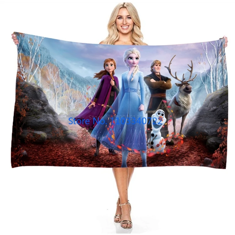 Anime 3D Print Frozen Elsa Anna Princess Bath Towels Microfiber Beach Swimming Towel Decor for Adults Kids Gift 75x150cm