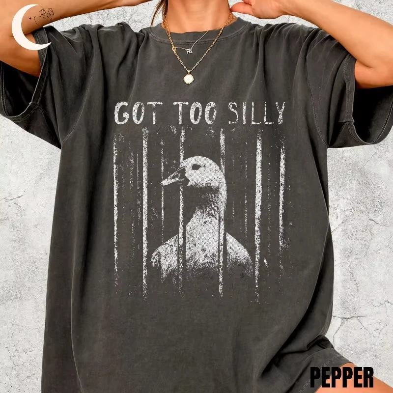 GOT TOO SILLY T Shirt Funny Goose Meme Tops Casual Loose Streetwear O Neck Y2k T Shirts Vintage Print Tees Unisex