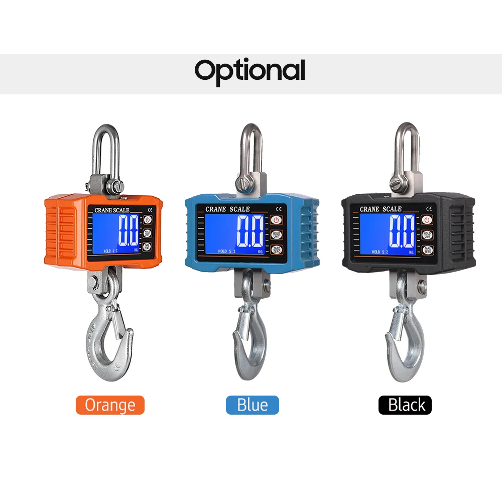 1000kg Digital Hanging Scale Heavy Duty Crane Scale LCD Backlight Industrial Hook Scales Unit Change/Data Hold/Tare/Zero