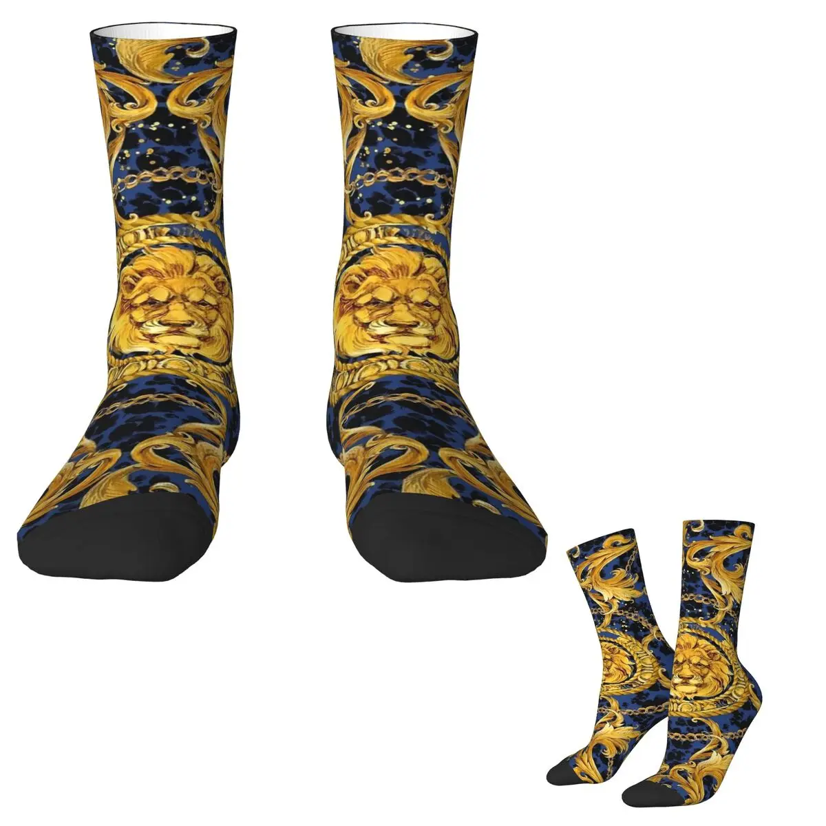 Golden Lion And Damask (1) Socks Retro Stockings Men Comfortable Running Socks Winter Graphic Non Slip Socks