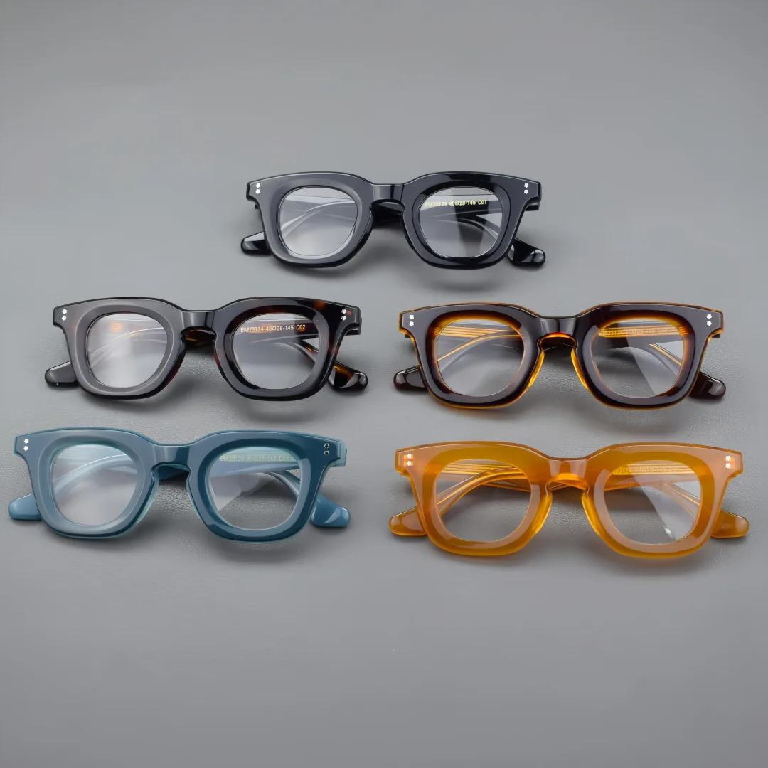 新しいレトロラウンドリベットメガネフレーム女性用近視読書眼鏡男性光学処方ヴィンテージアセテートクラシック眼鏡