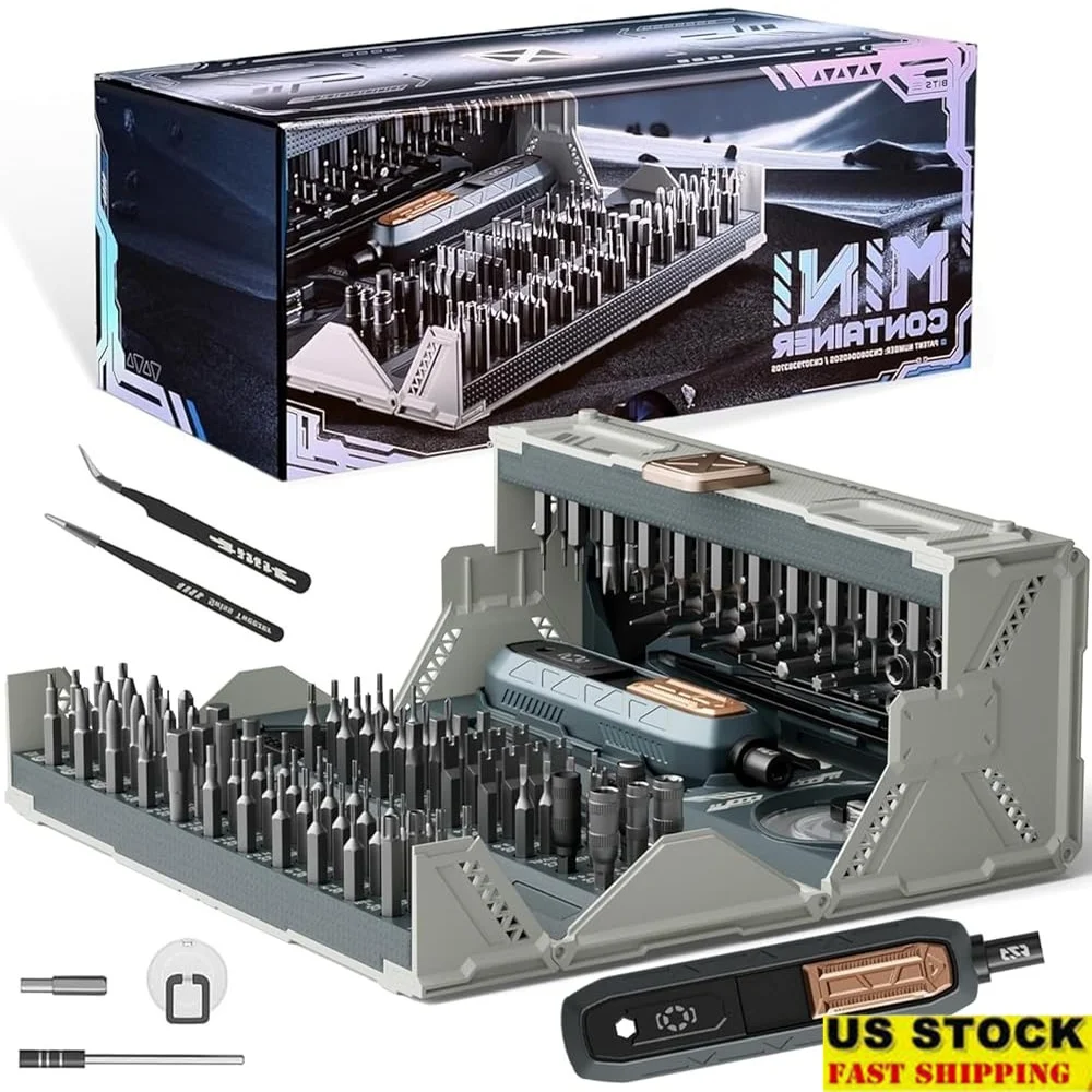 

180 in 1 Electric Screwdriver Set Cordless with 160 Magnetic Bits 3 Torque Settings Electronics Assembly