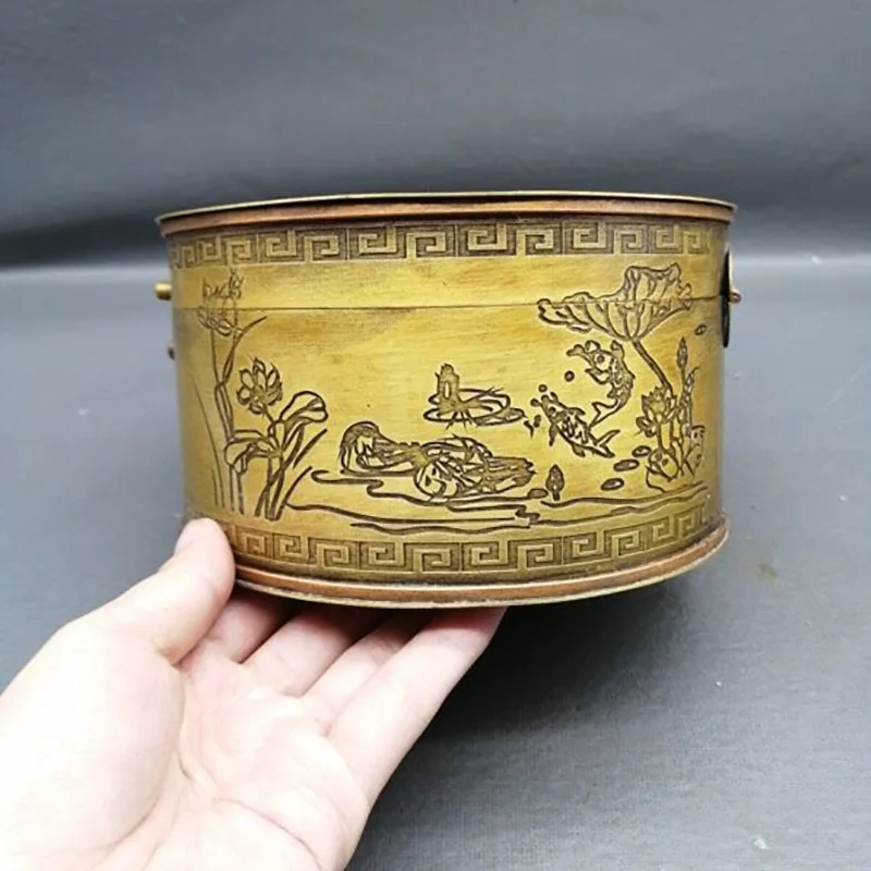 lockable , jewelry , home decoration, antique collection, brass box, magpie on plum blossom ornament