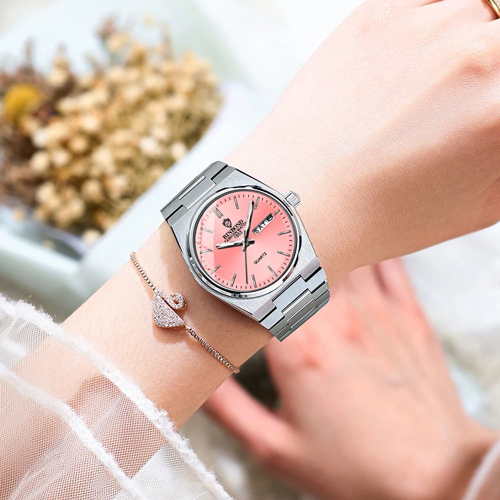 ساعات BINBOND النسائية الأنيقة والبسيطة الأصلية كوارتز للسيدات مقاومة للماء من الفولاذ المقاوم للصدأ وأسبوع التاريخ المضيء