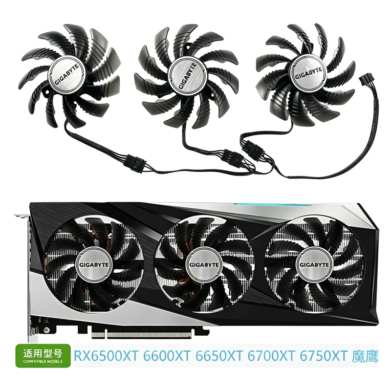 ompatible with GIGABYTE RX6500XT 6600XT 6650XT 6700XT 6750XT GAMING OC Graphics Card Cooling Replacement Fan