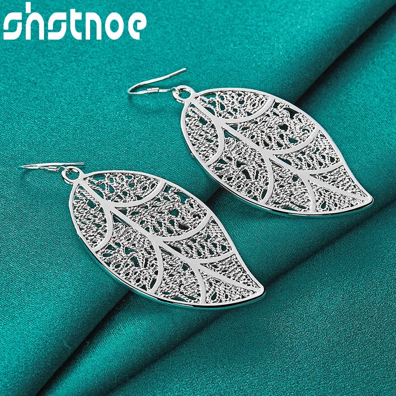 

SHSTONE 925 Sterling Silver Earring High Quality Hollow Leaf Drop Earrings For Women Fashion Party Wedding Charm Jewelry Gifts