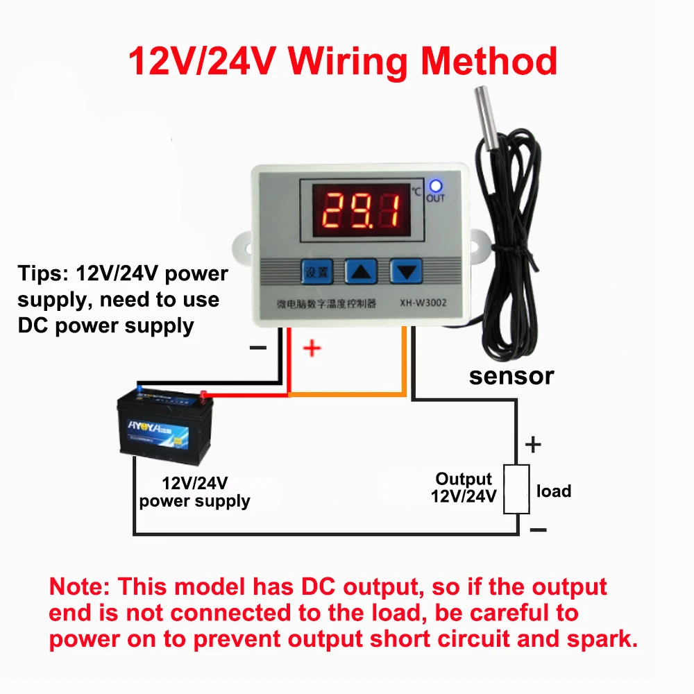 W3001Digital Temperature Controller Microcomputer Thermostat Switch Thermometer New Thermoregulator LED Display DC 12/24/220V