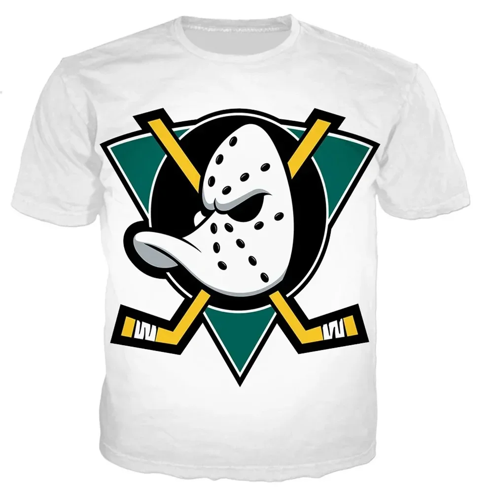 Summer New 3D Men TShirt Mighty Ducks Hockey Mask Print Top Cool Streetwear Sports Short-Sleeved Oversized Men\'s Causal Clothing