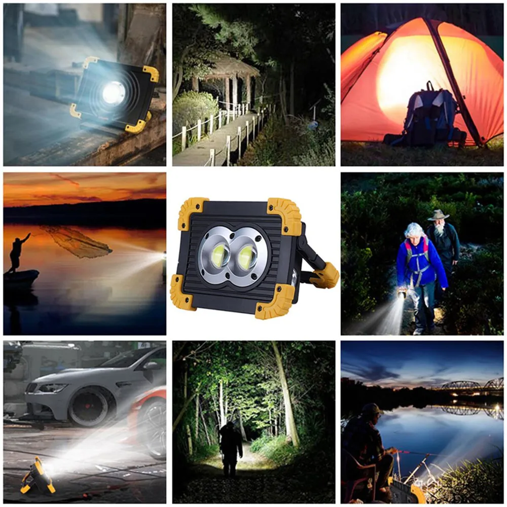 100W Led Portable Spotlight Work Light USB Rechargeable Flashlight 2*18650 Or 3*AA Battery For Hunting Camping Led Latern