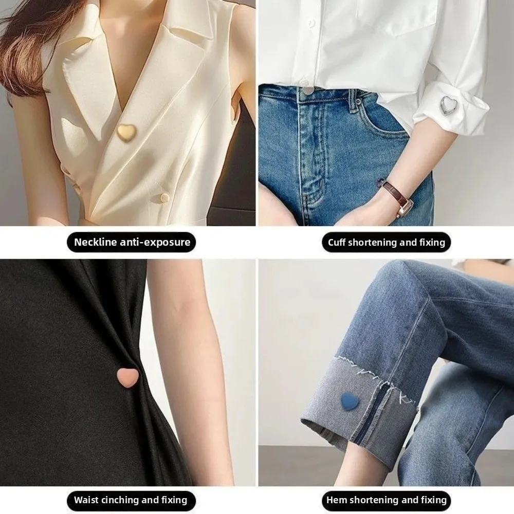 Heart Shaped Magnetic Shirt Clasp Invisible Mini Shirt Neckline Fastener No-Mark Clothing Closure Clip Shirt Neckline Securing