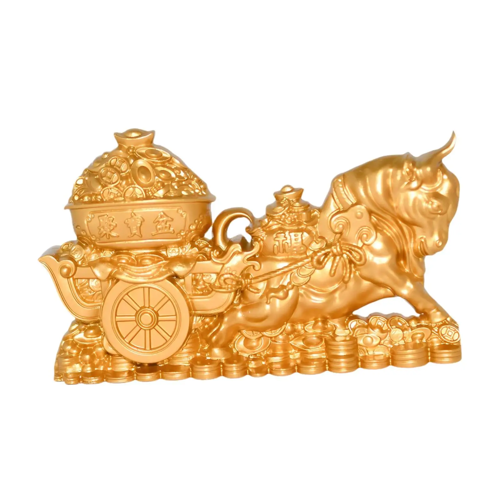 Ox Cart Cornucopia Statue Collection Alloy Desktop Ornament for Cabinet Bookshelf Table Centerpiece Living Room Birthday Gift
