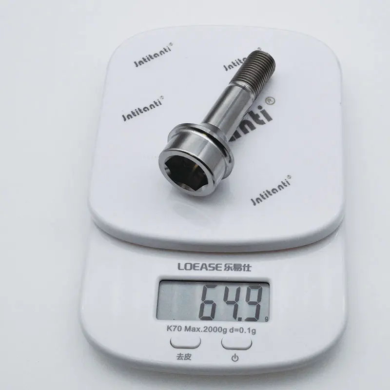 Jntitanti wheel bolt M14*1.5*52mm racing parts cone seat Gr.5 titanium hub bolt for Ferrari racing car
