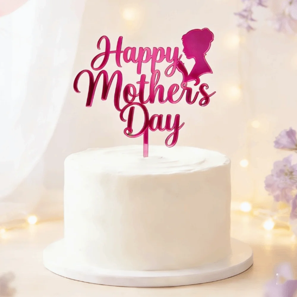 Festival Acrylic Cake Topper Decorative Baking Tool Mother's Day Cake Topper Cartoon Handmade Cake Insert Decor
