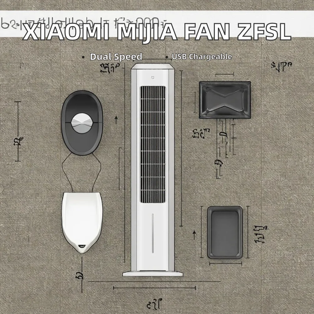 For Mijia Cooling Fan Electric Rechargeable 4-fold Cooling Effect 99.99% Antibacterial Rate Two Wind Speed Floor
