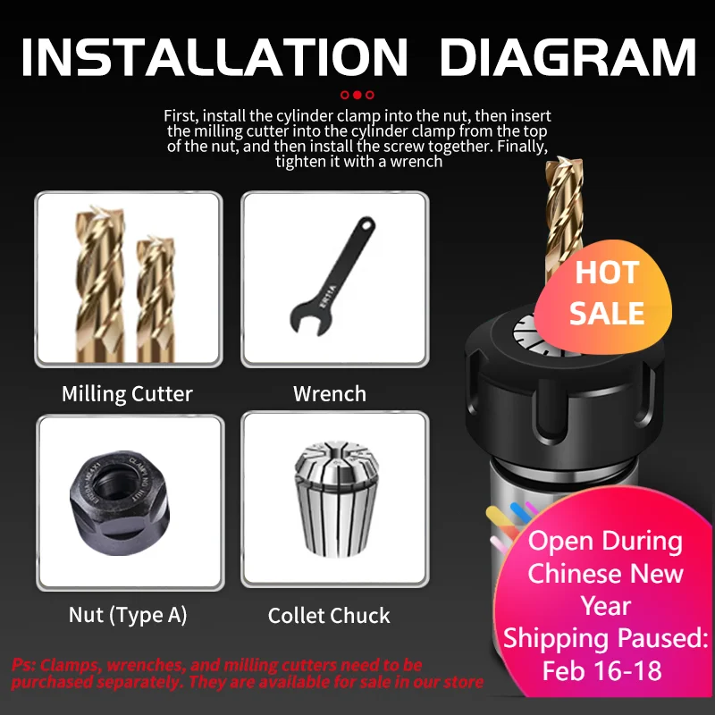 

ER8 ER11 ER16 ER20 Вал двигателя ER Удлинительный стержень Втулка вала двигателя Инструмент для мастерской и проекта «сделай сам» 3 мм-20 мм